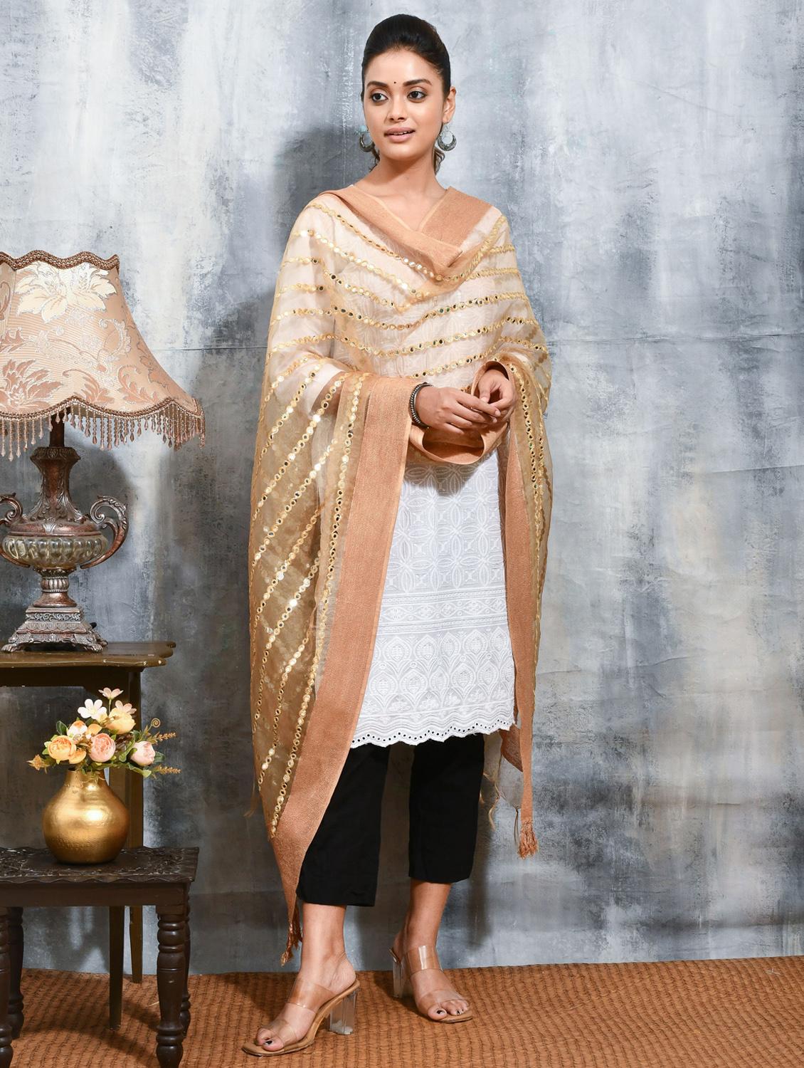 women mirror work casual wear dupatta - 21965685 - Standard Image - 3