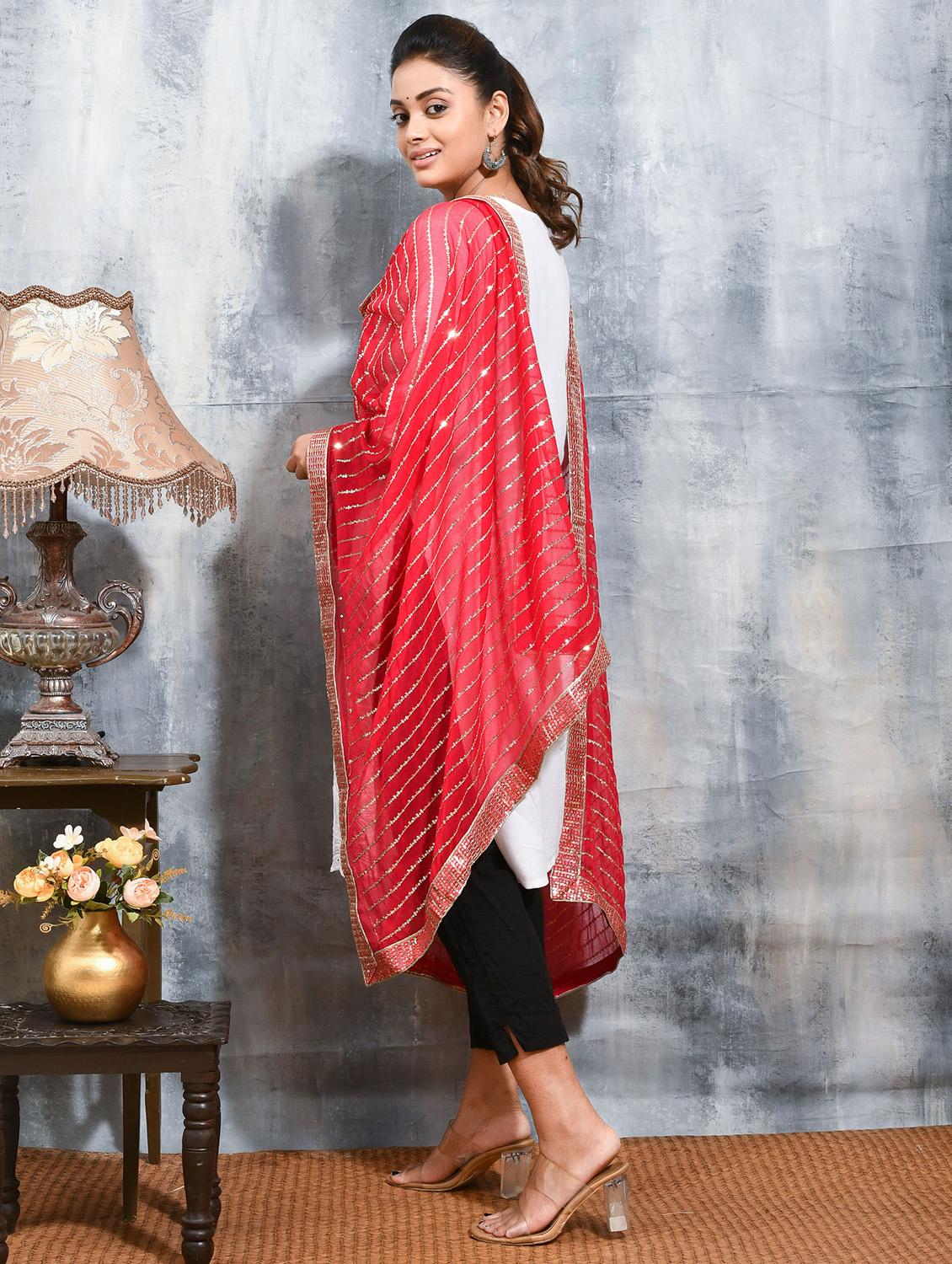 women solid with work embellished dupatta - 21965804 - Standard Image - 3