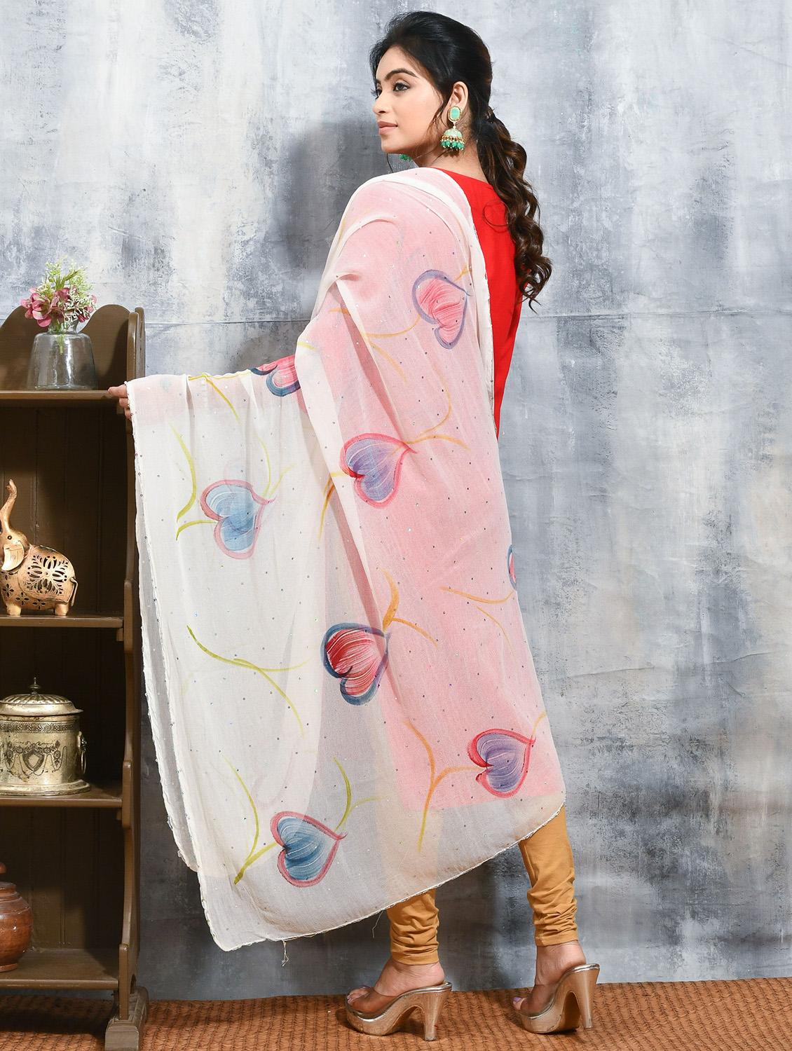 women white printed embellished dupatta - 21965853 - Standard Image - 3