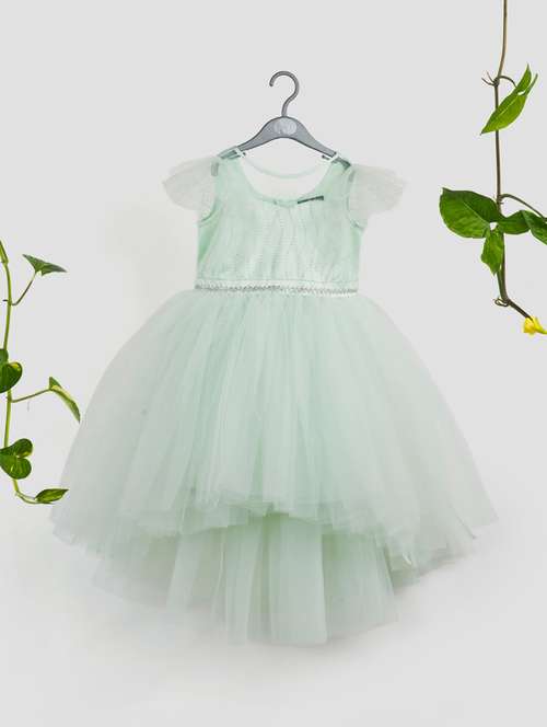 sea green net fit & flare dress - 21965866 -  Standard Image - 0