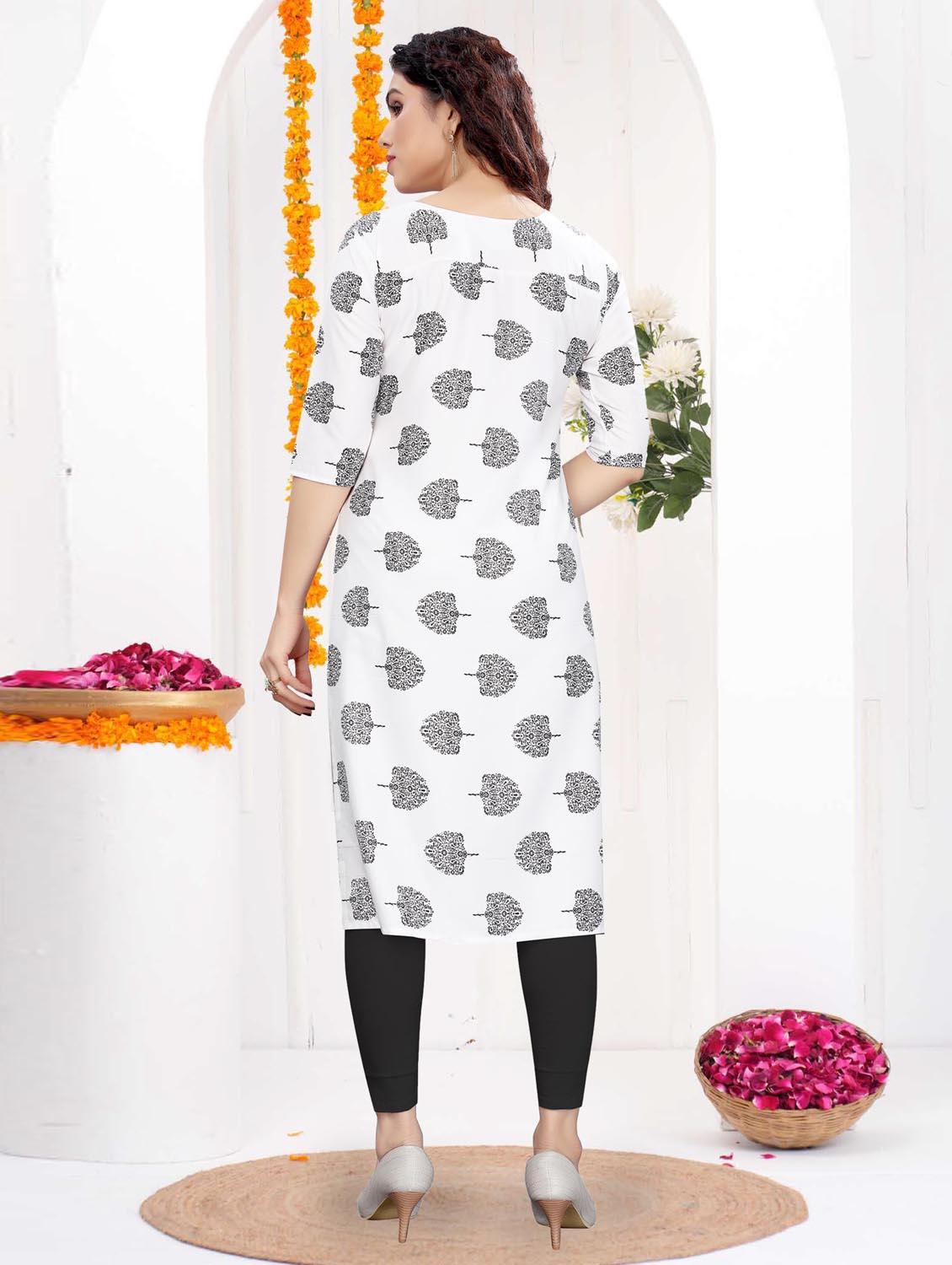 women printed three quarter sleeve straight kurta - 21965887 - Standard Image - 3