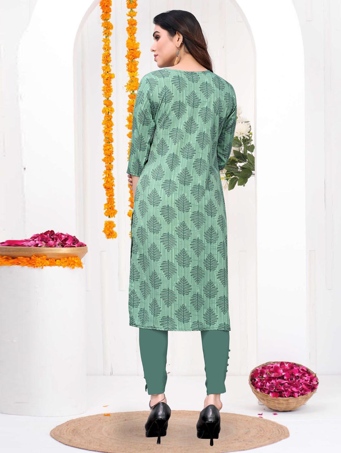 women printed three quarter sleeve straight kurta - 21965910 - Standard Image - 3