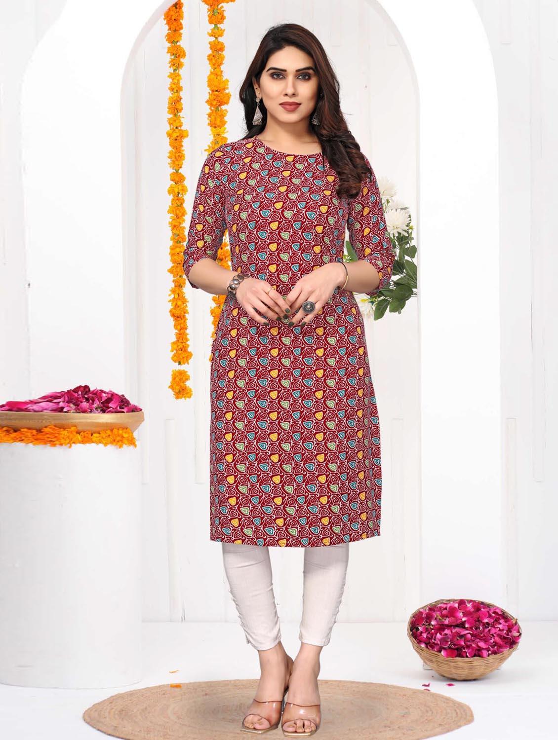 women printed three quarter sleeve straight kurta - 21965921 - Zoom Image - 0