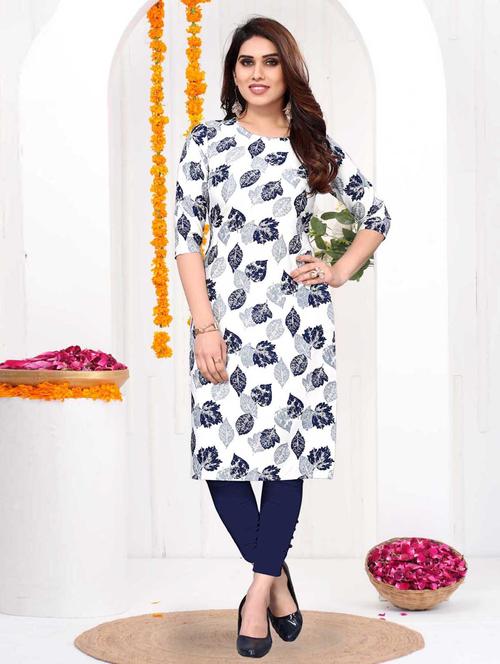 women printed three quarter sleeve straight kurta - 21965938 - Standard Image - 0
