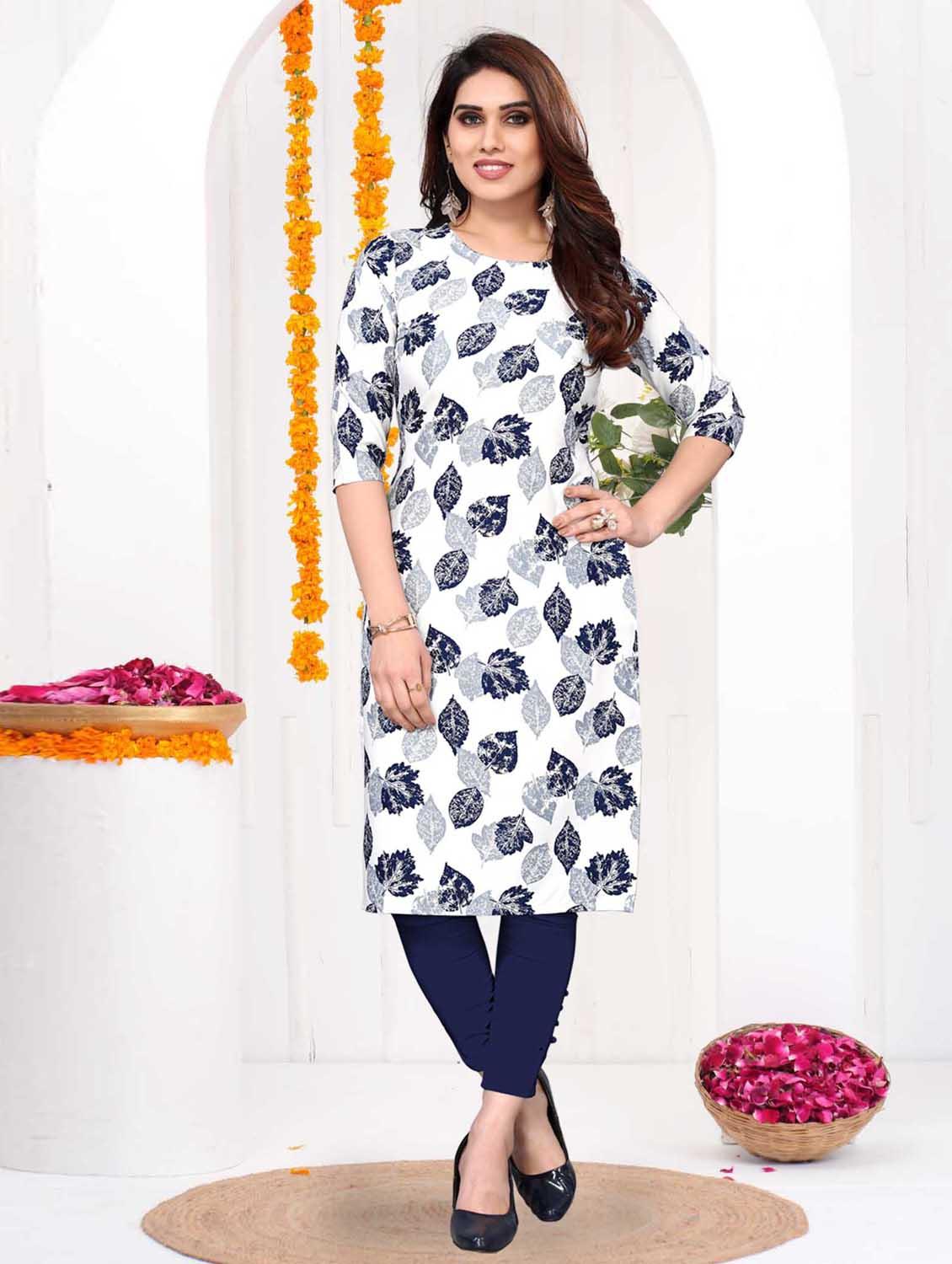 women printed three quarter sleeve straight kurta - 21965938 - Zoom Image - 0