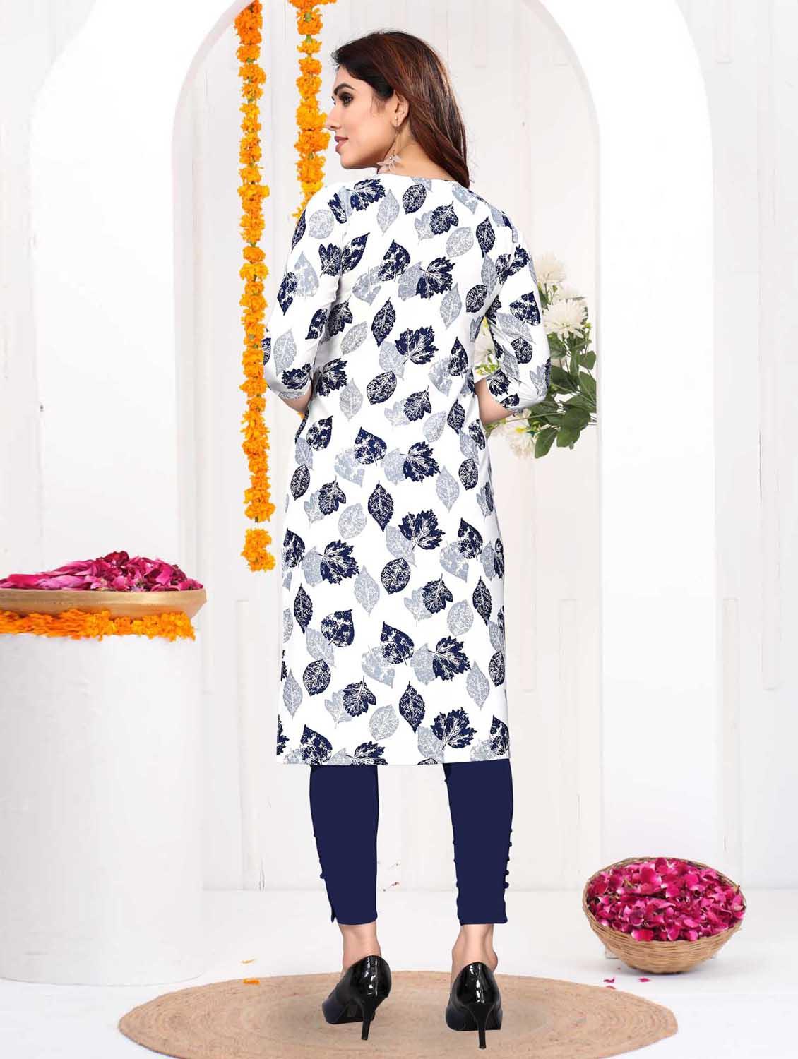 women printed three quarter sleeve straight kurta - 21965938 - Standard Image - 3