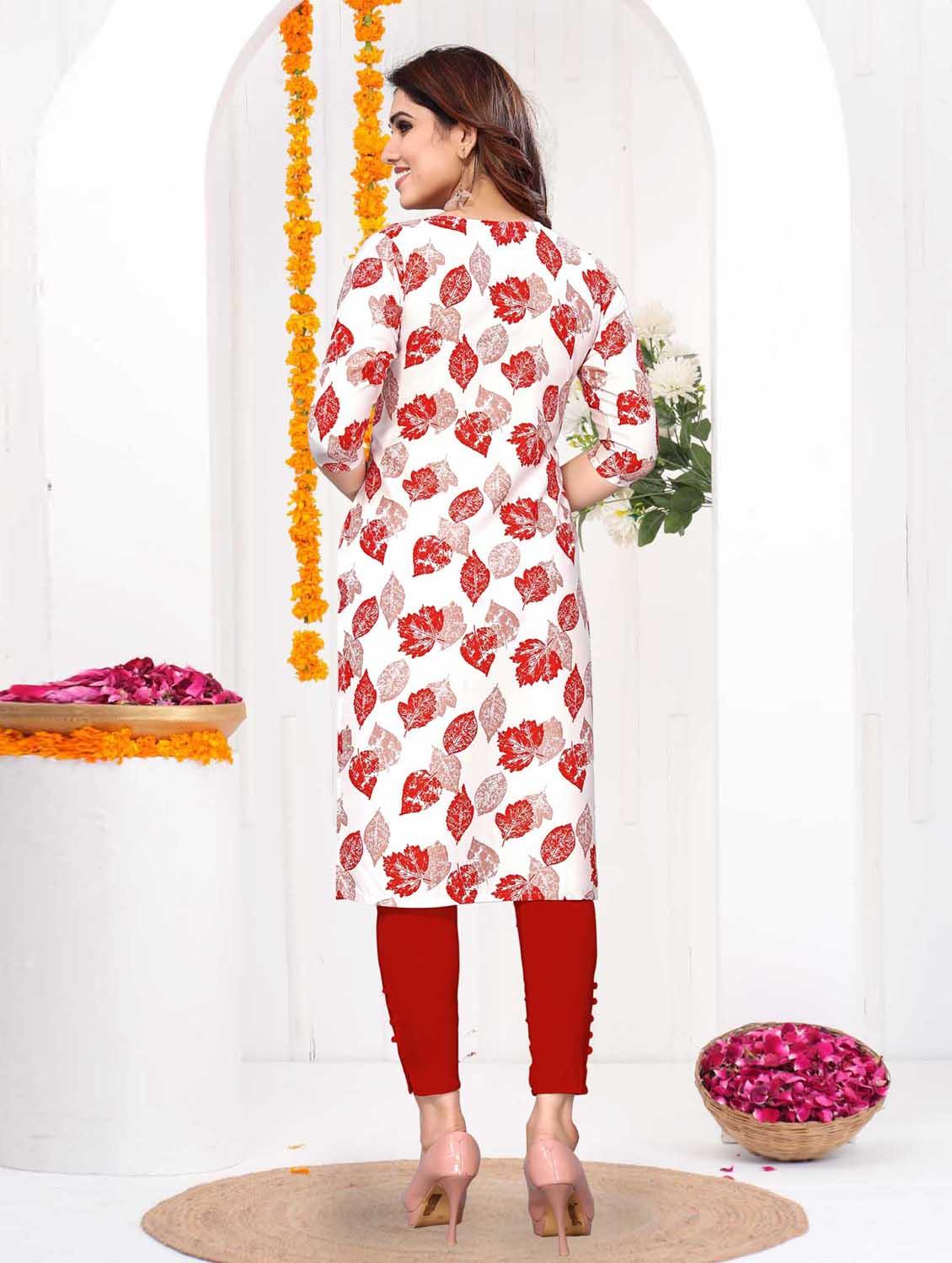 women printed three quarter sleeve straight kurta - 21965948 - Standard Image - 3