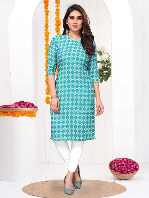 women printed three quarter sleeve straight kurta - 21965957 - Standard Image - 0