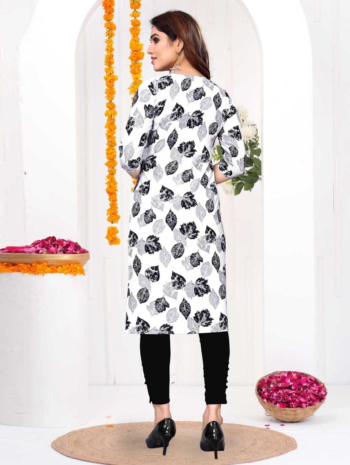 women printed three quarter sleeve straight kurta - 21965958 - Standard Image - 3