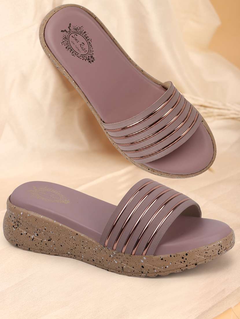 women mauve slip on platforms wedge - 21966045 -  Zoom Image - 0
