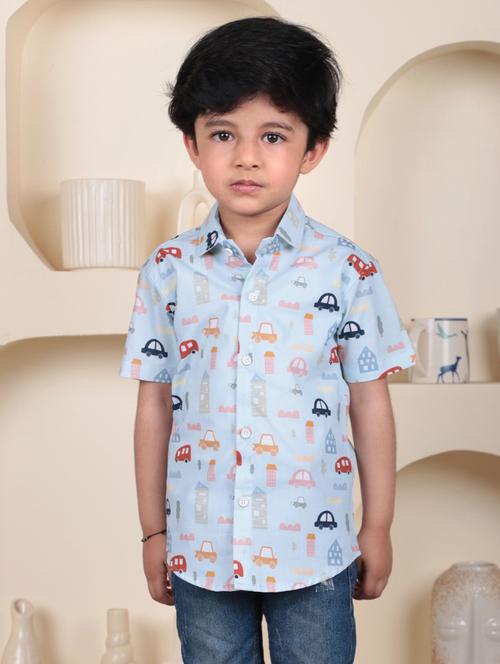 boys printed collared short sleeve shirt - 21966096 -  Standard Image - 0