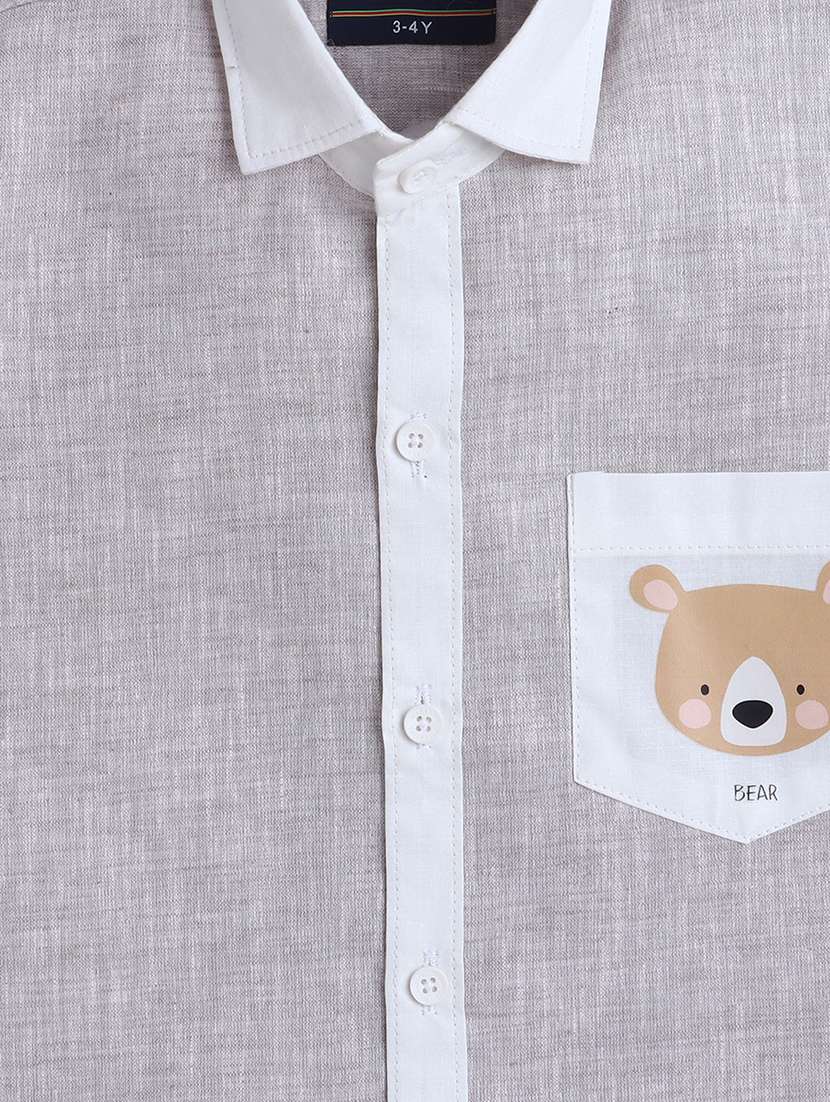 boys solid collared short sleeve shirt - 21966100 -  Standard Image - 3