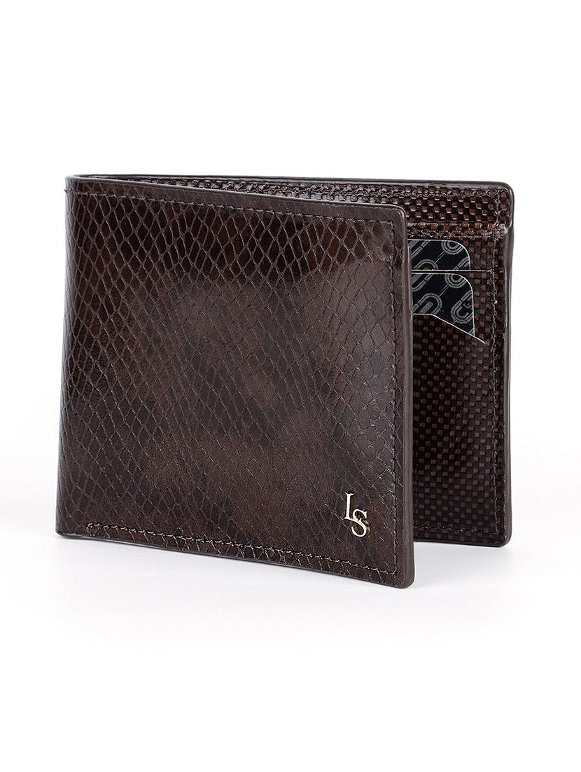 men browntextured bifold leather wallet - 21966110 - Standard Image - 3
