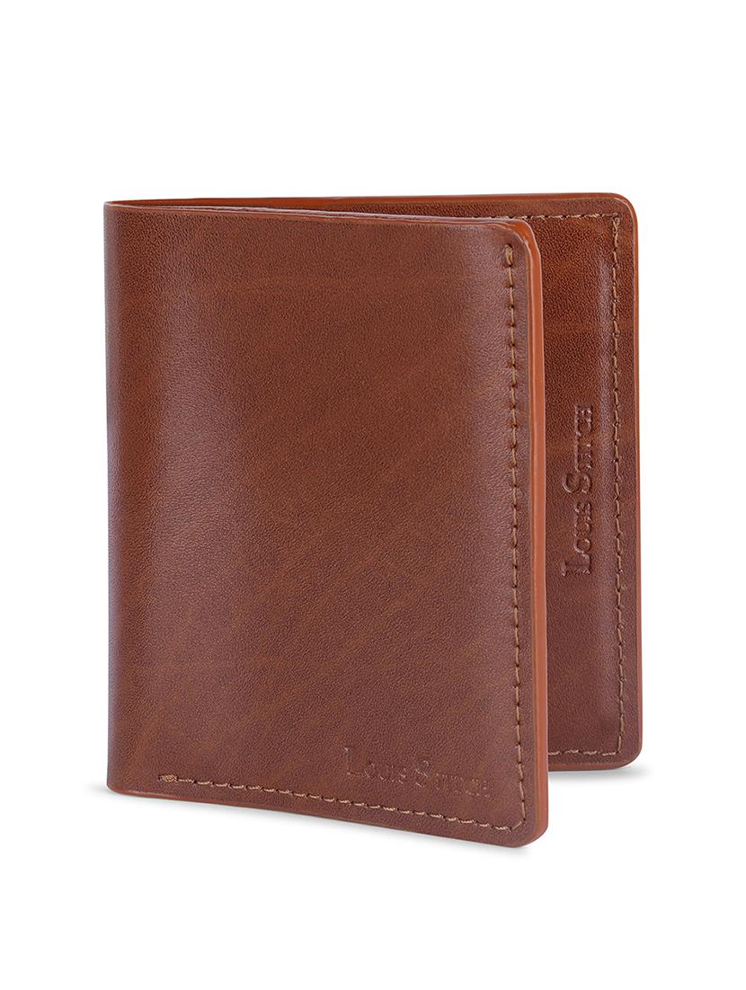 men tan solid bi-fold leather wallet - 21966112 - Standard Image - 3