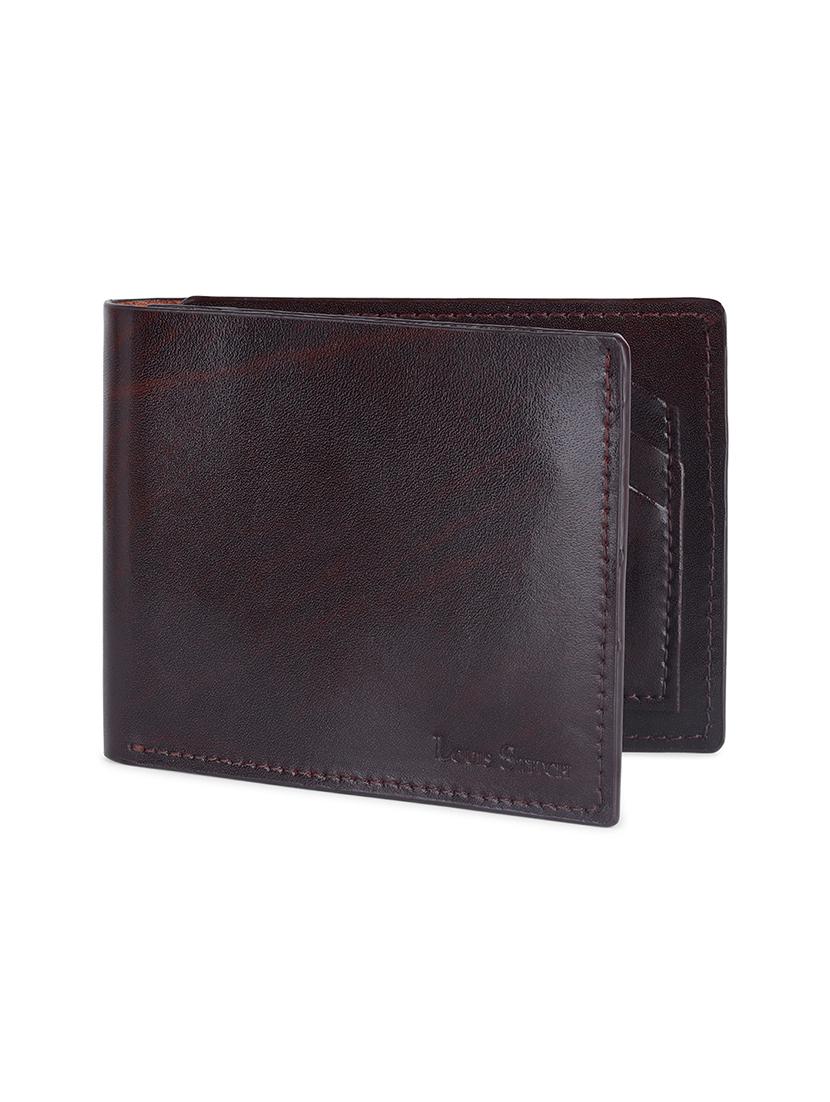 men's solid brown leather bi-fold wallet - 21966114 - Standard Image - 3
