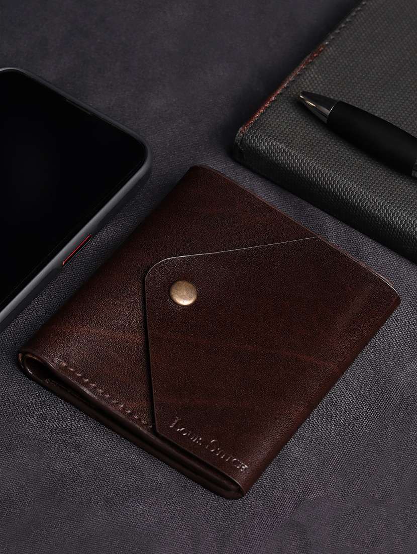 men brown solid leather wallet - 21966119 - Zoom Image - 0