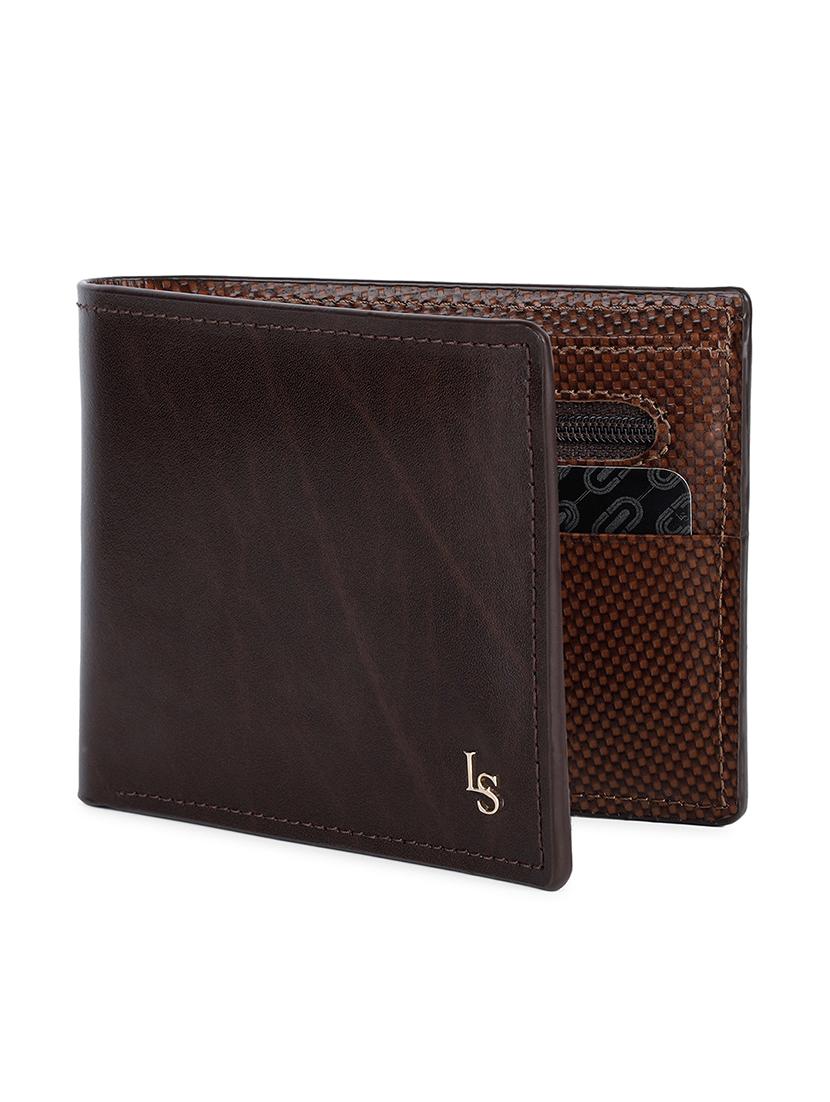 men brown solid leather wallet - 21966123 - Standard Image - 3