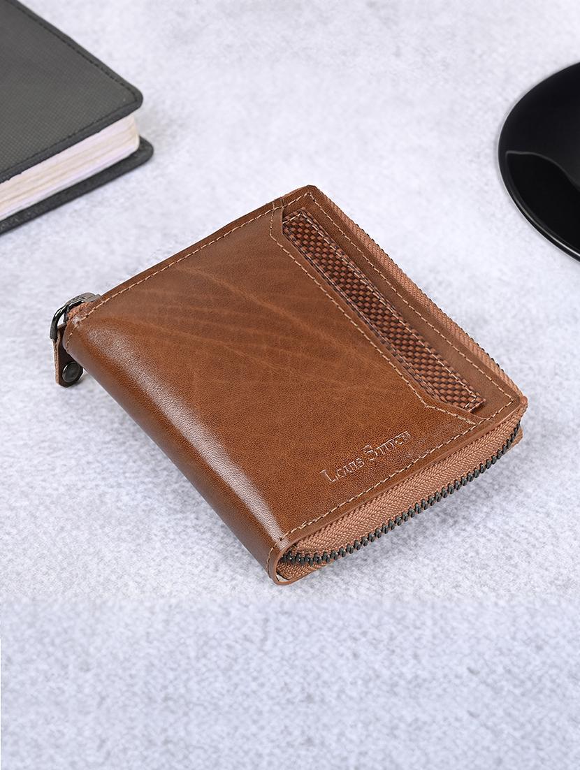 men's brown leather wallet with zip closure - 21966130 - Zoom Image - 0