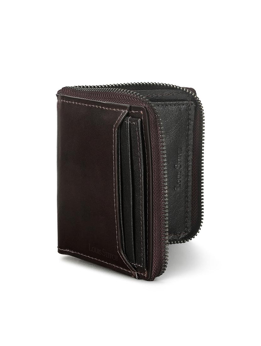 men's brown leather zip around wallet - 21966131 - Standard Image - 3