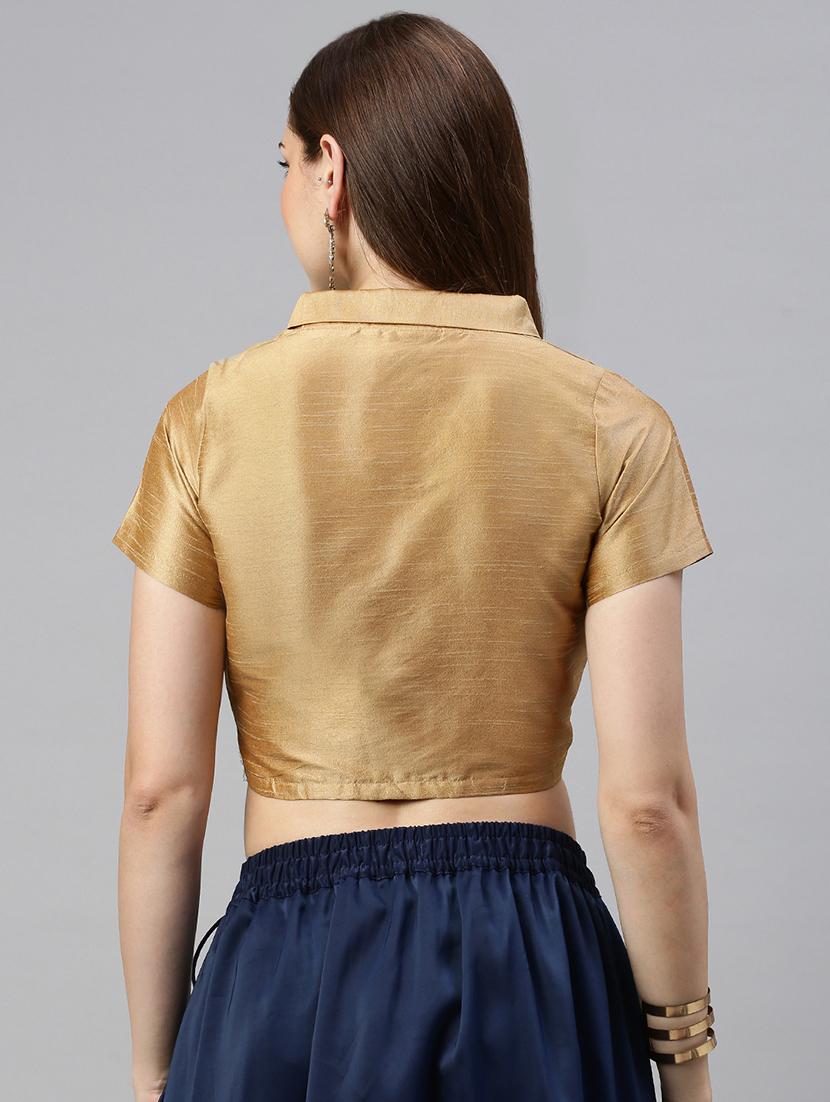 women solid short sleeve stitched blouse - 21966136 - Standard Image - 3