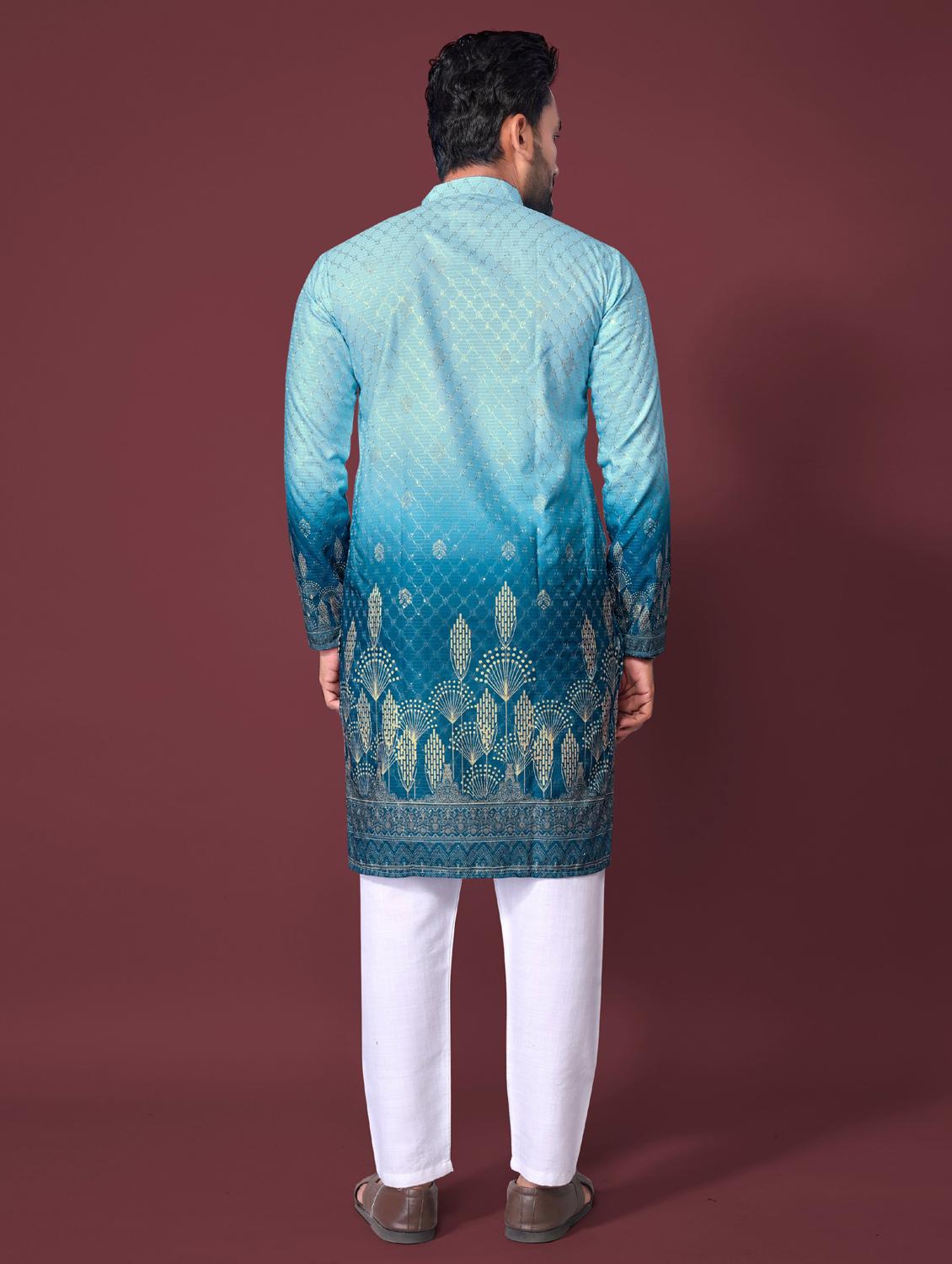blue rayon long kurta - 21966158 - Standard Image - 3