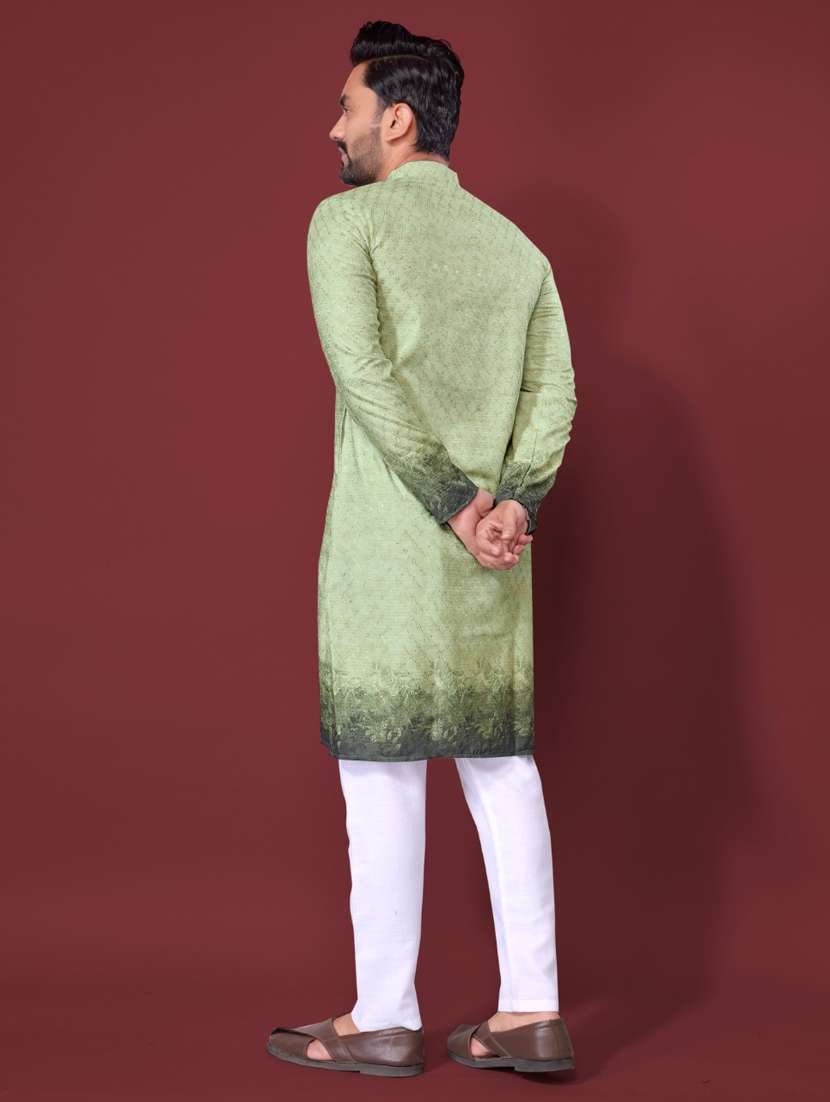 green rayon long  kurta - 21966160 -  Standard Image - 3