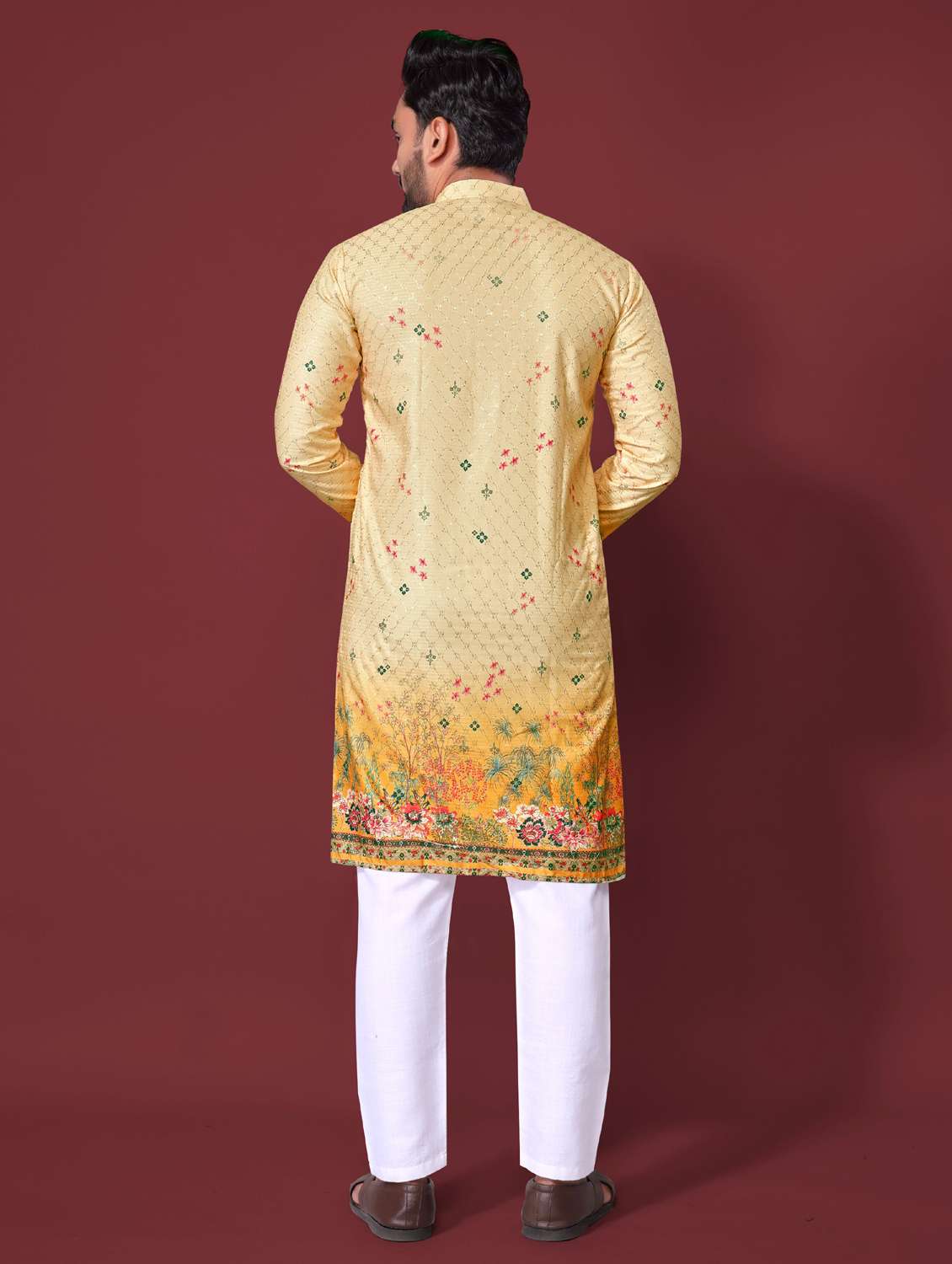 yellow rayon long  kurta - 21966162 -  Standard Image - 3