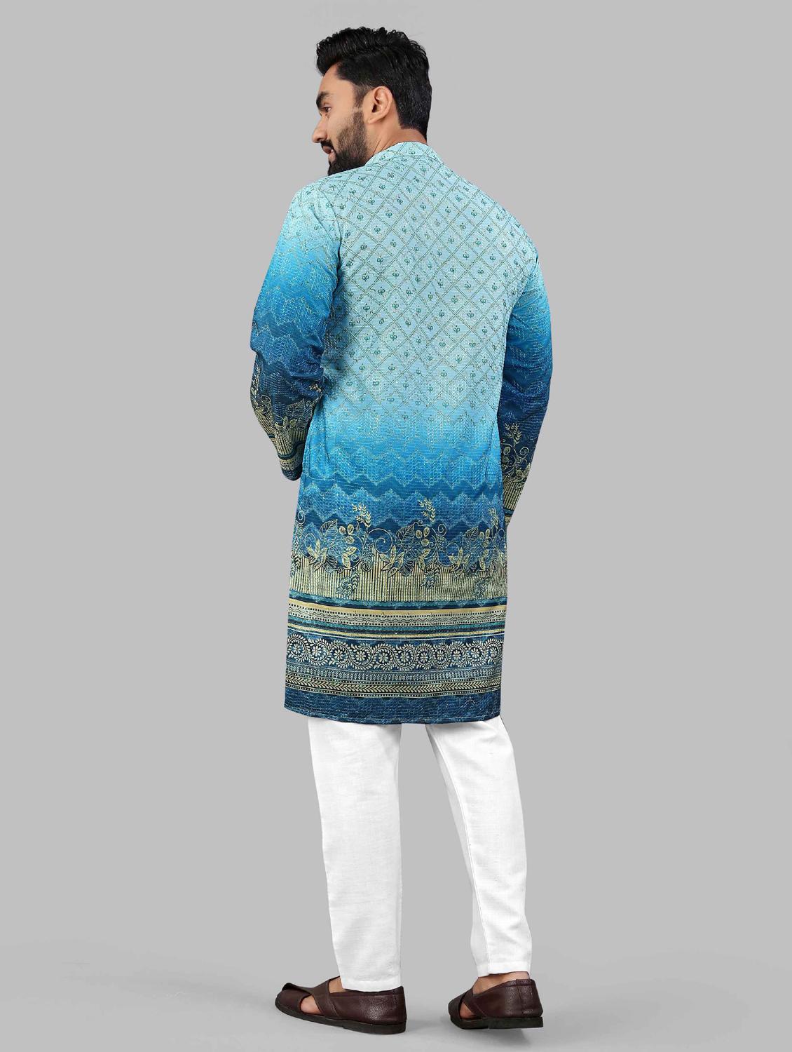 blue rayon long kurta - 21966163 - Standard Image - 3