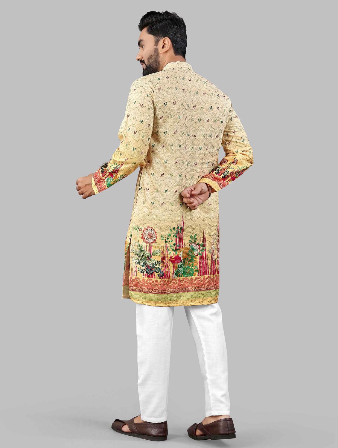 yellow rayon long kurta - 21966164 - Standard Image - 3