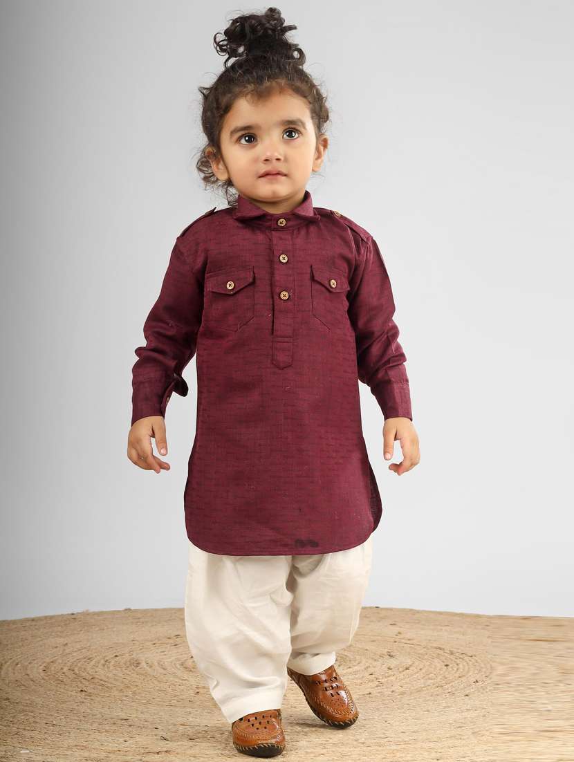 boys solid long sleeve pathani set - 21966167 - Standard Image - 3