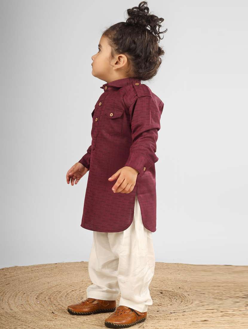 boys solid long sleeve pathani set - 21966167 - Standard Image - 5