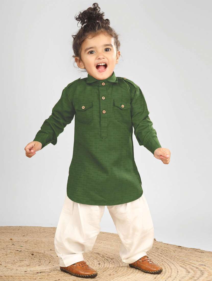 boys solid long sleeve pathani set - 21966168 -  Standard Image - 3