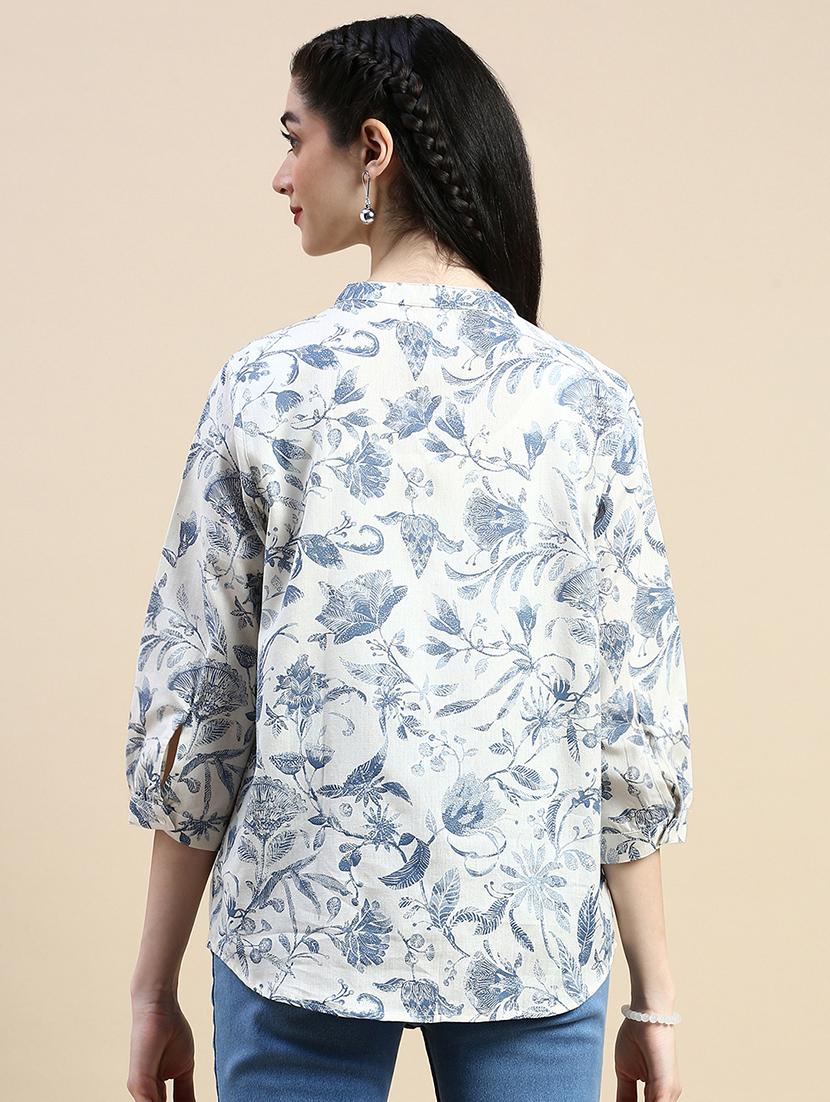 women printed mandarin collar shirt - 21966174 - Standard Image - 3