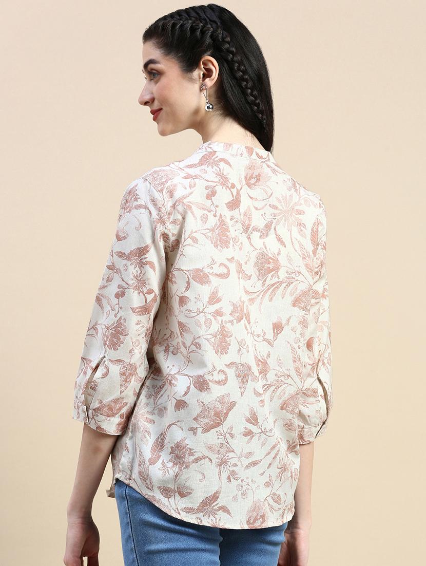 women printed mandarin collar shirt - 21966175 - Standard Image - 3