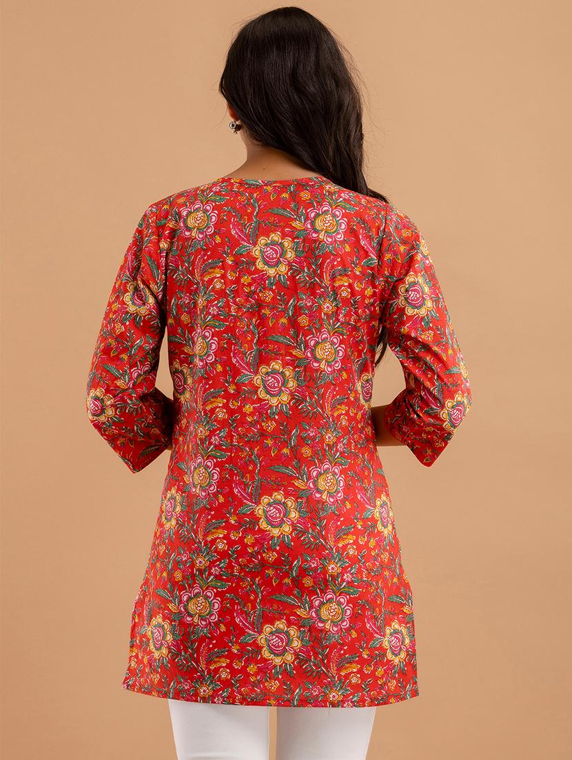 women printed three quarter sleeve straight kurti - 21966179 - Standard Image - 3
