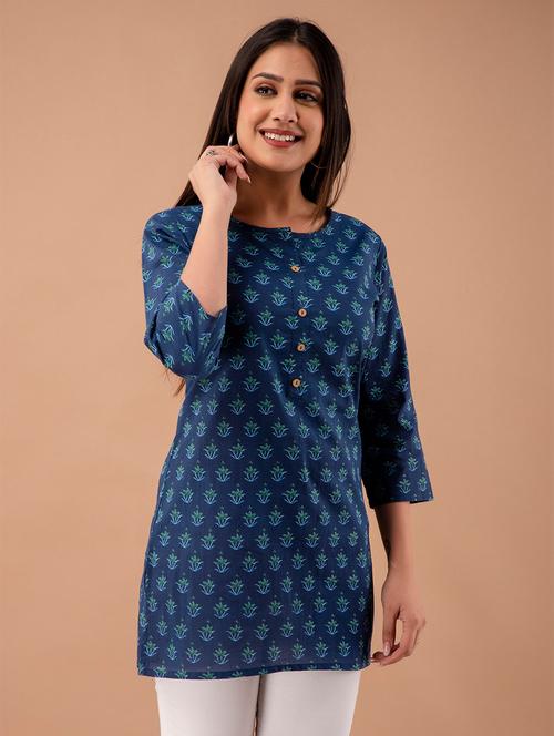 women printed three quarter sleeve straight kurti - 21966181 -  Standard Image - 0