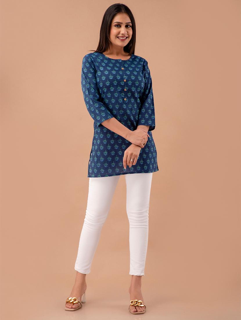 women printed three quarter sleeve straight kurti - 21966181 - Standard Image - 3