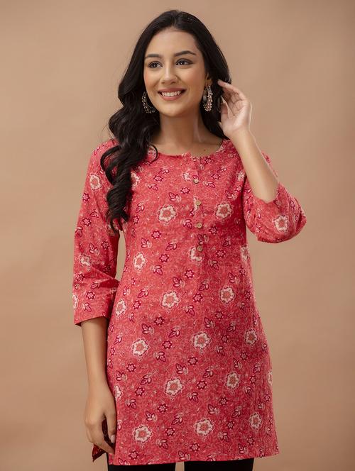 women printed three quarter sleeve straight kurti - 21966184 -  Standard Image - 0