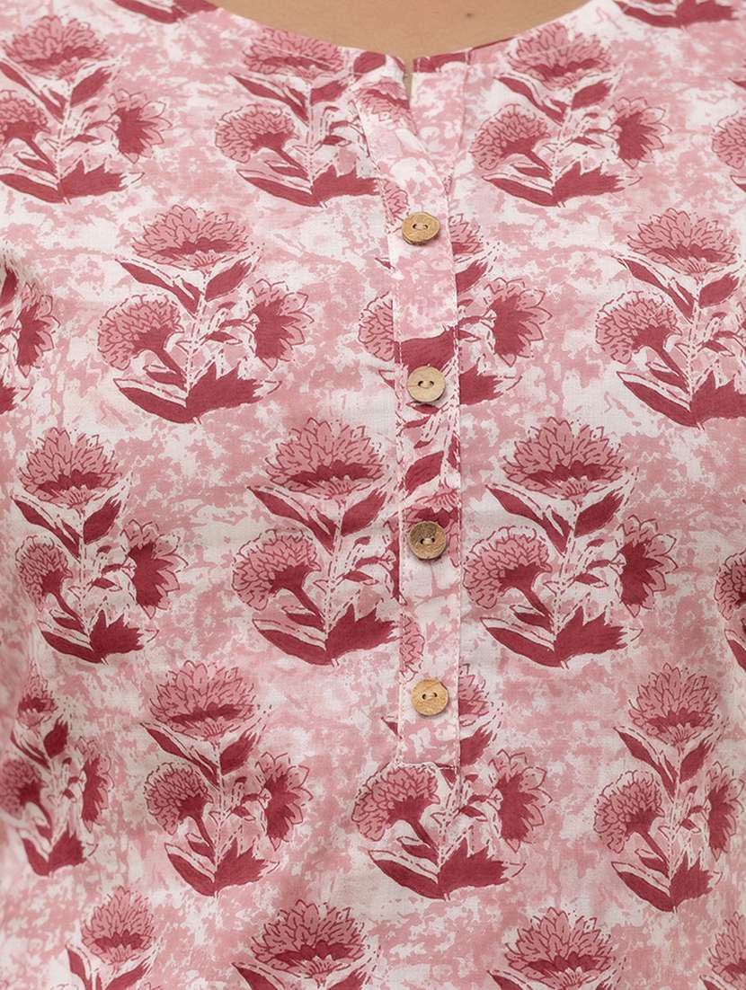 women printed three quarter sleeve straight kurti - 21966185 -  Standard Image - 5