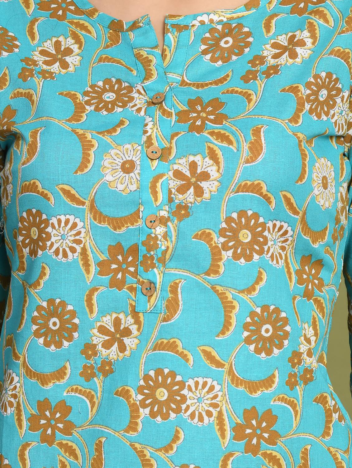 women three quarter sleeve straight kurti - 21966191 - Standard Image - 5
