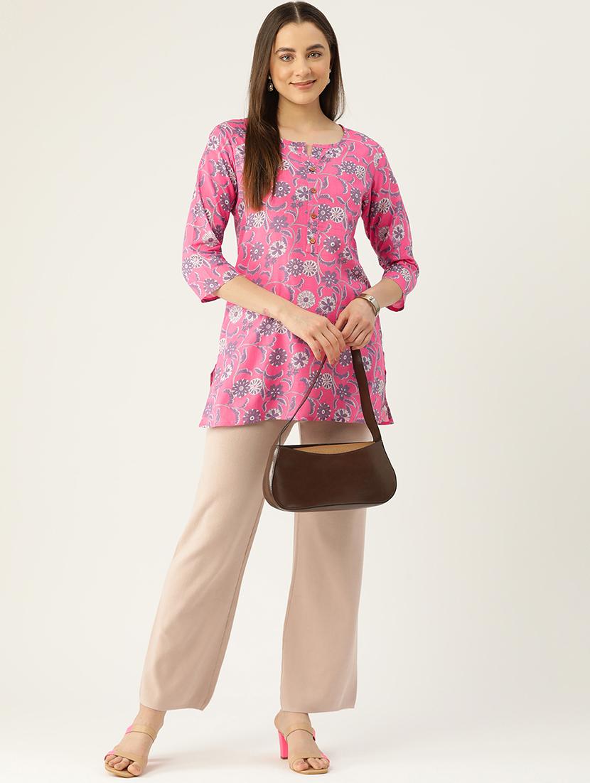 women three quarter sleeve straight kurti - 21966198 - Standard Image - 3