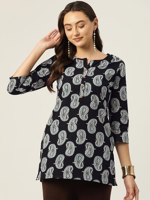 women three quarter sleeve straight kurti - 21966199 - Standard Image - 0