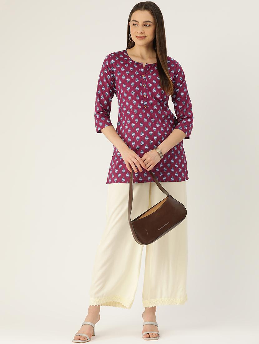 women three quarter sleeve straight kurti - 21966201 - Standard Image - 3