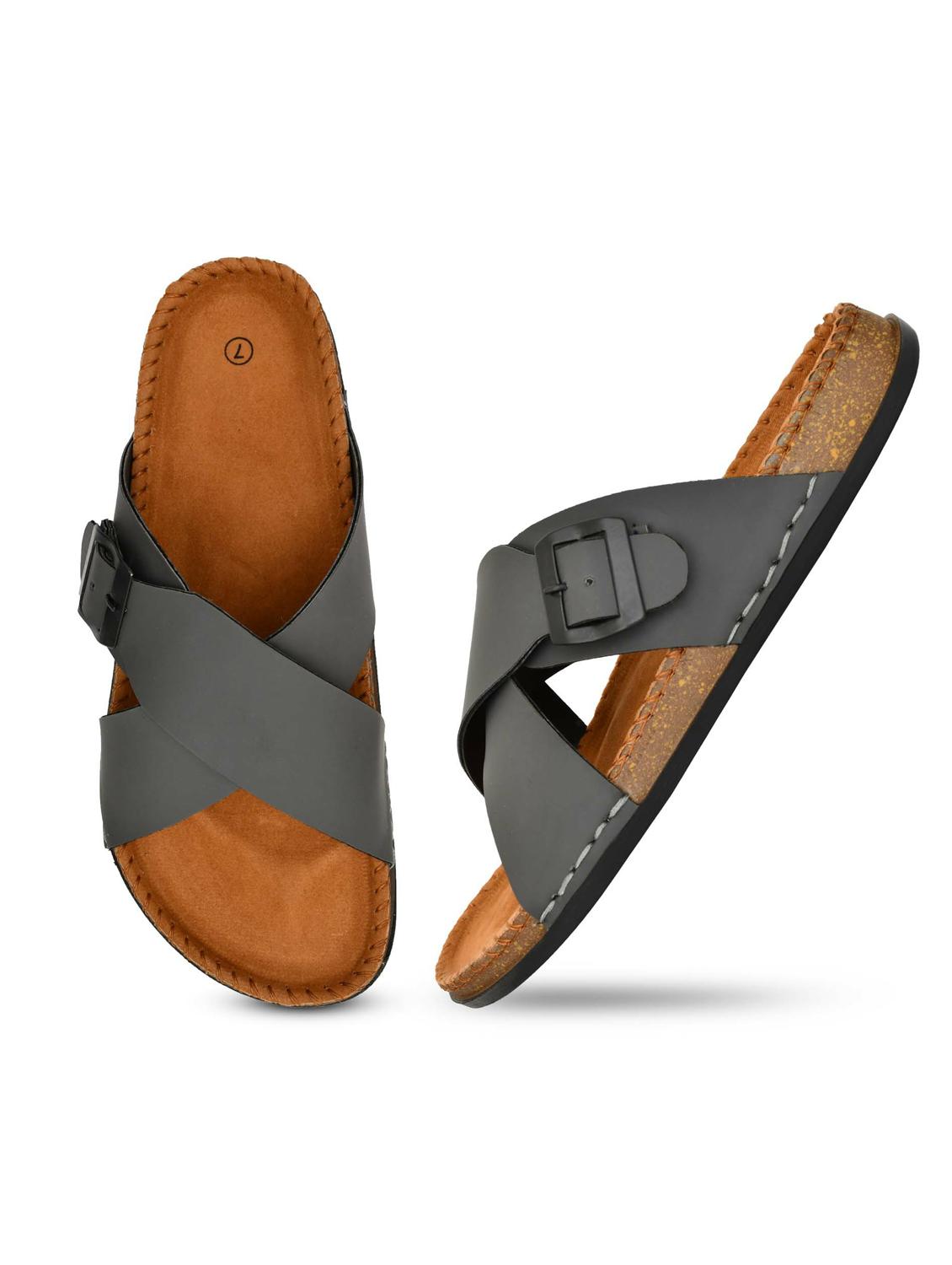 men solid slip on sandal - 21966211 - Standard Image - 3