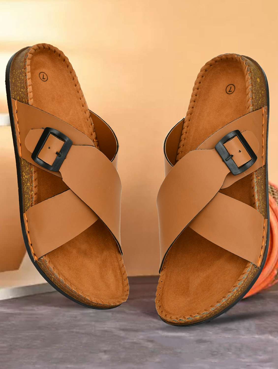 men solid slip on sandal - 21966214 -  Zoom Image - 0
