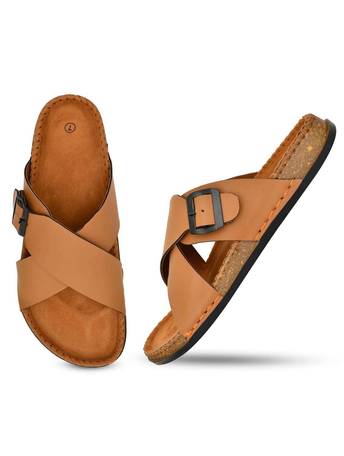 men solid slip on sandal - 21966214 -  Standard Image - 3