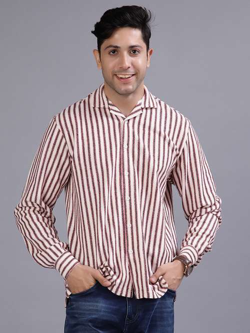 men striped long sleeve regular fit casual shirt - 21966239 -  Standard Image - 0