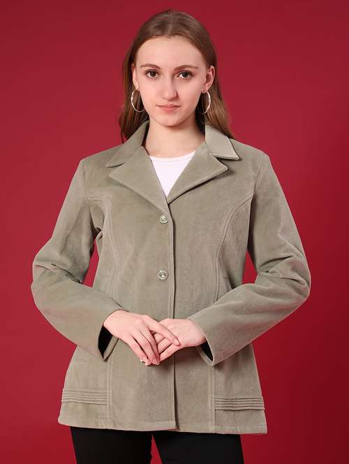 women solid lapel collar pea coat - 21966330 -  Standard Image - 0