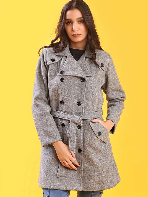 women solid lapel collar trench coat - 21966370 -  Standard Image - 0