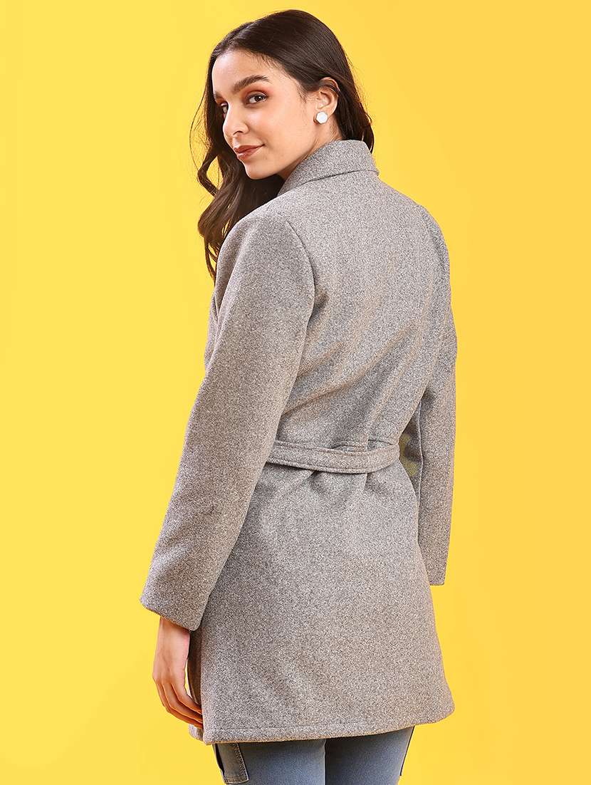 women solid lapel collar trench coat - 21966370 -  Standard Image - 3